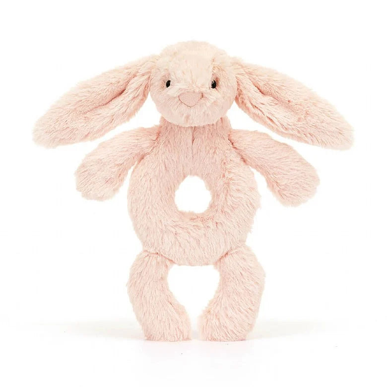 Jellycat Bashful Blush Bunny Ring Rattle Dimples Baby Brooklyn