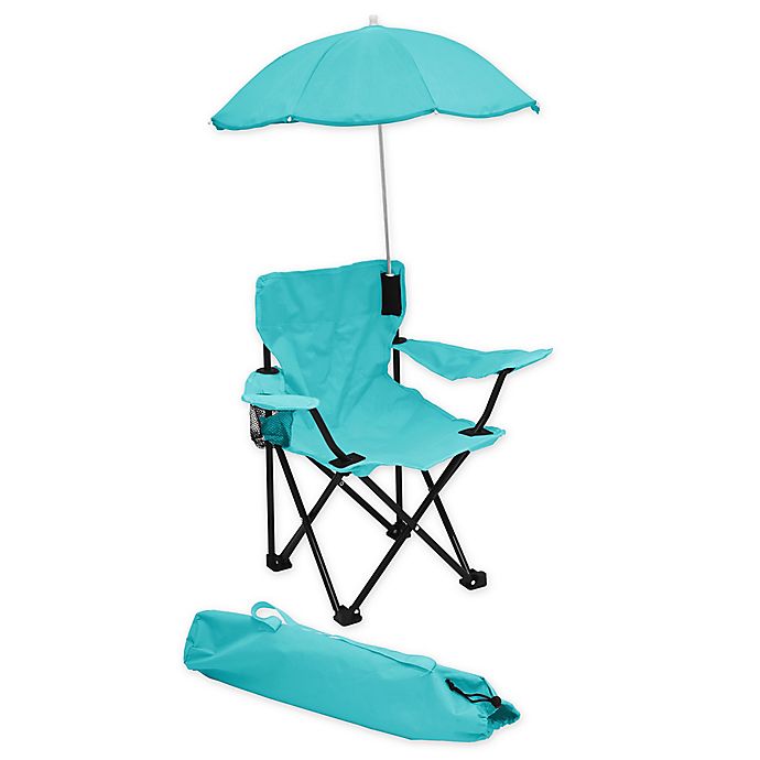 Folding chair retailer with umbrella