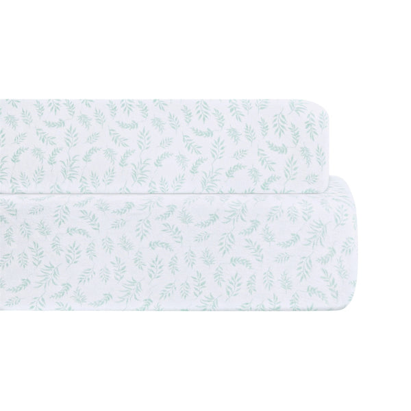 Bellini Leaves Organic Jersey Cotton Crib Sheet and Changing Pad Cover Set