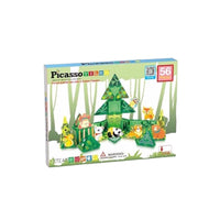 PicassoTiles 56 Piece Forest Animal Magnet Tile Building Blocks Toy Set