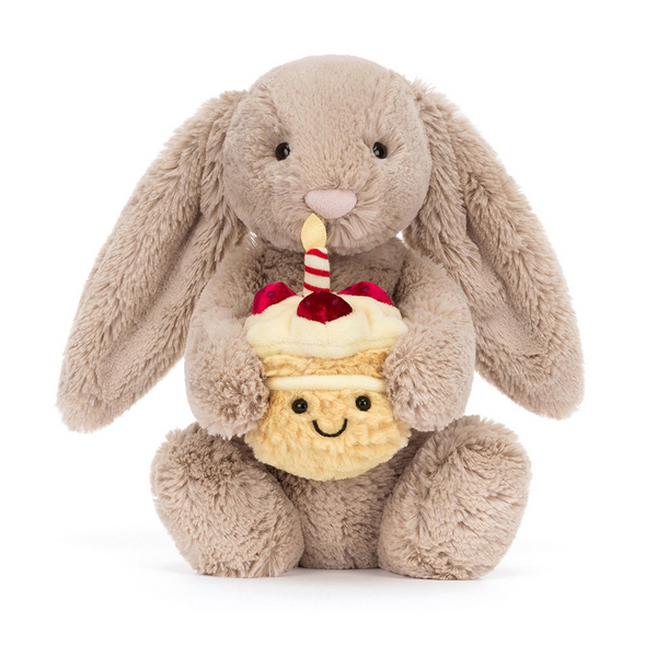 Jellycat Amuseable Beige Bunny 'Birthday'