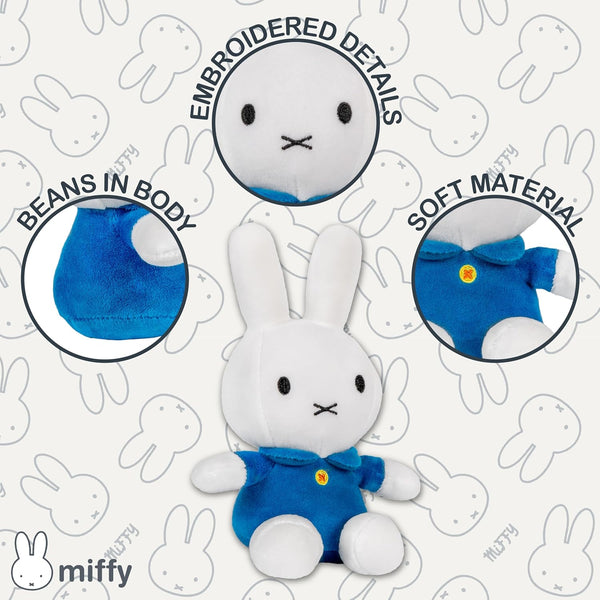 Miffy 8" Beanbag - White with Blue Dress Dimples Baby Brooklyn Miffy 8" Beanbag - White with Blue Dress Dimples Baby Brooklyn