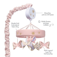 Lambs & Ivy Baby Blooms Pink Butterfly Musical Baby Crib Mobile Soother Toy