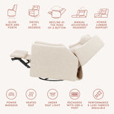 Babyletto Kiwi Deluxe Power Recliner and Swivel Glider in Teddy Loop with Heat and Massage