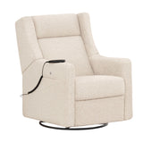 Babyletto Kiwi Deluxe Power Recliner and Swivel Glider in Teddy Loop with Heat and Massage
