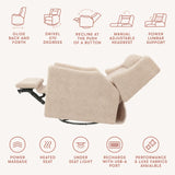 Babyletto Kiwi Deluxe Power Recliner and Swivel Glider in Shearling with Heat and Massage
