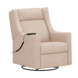 Babyletto Kiwi Deluxe Power Recliner and Swivel Glider in Shearling with Heat and Massage