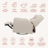 Babyletto Kiwi Deluxe Power Recliner and Swivel Glider in Eco-Performance Fabric with Heat and Massage