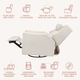 Babyletto Plus Power Recliner and Swivel Glider in Eco-Performance Fabric with Power Adjustable Headrest and USB Port