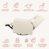 Babyletto Plus Power Recliner and Swivel Glider in Teddy Loop with Power Adjustable Headrest and USB Port