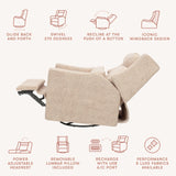 Babyletto Plus Power Recliner and Swivel Glider in Shearling with Power Adjustable Headrest and USB Port