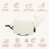 Babyletto Plus Power Recliner and Swivel Glider in Shearling with Power Adjustable Headrest and USB Port
