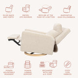 Babyletto Sigi Pro Power Recliner and Swivel Glider in Teddy Loop with Power Adjustable Headrest and Lumbar Support