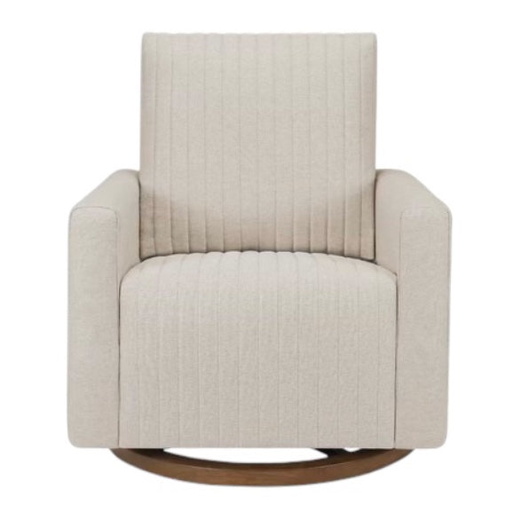 Babyletto Poe Channeled Swivel Glider in Eco-Performance Fabric | Water Repellent & Stain Resistant