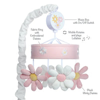 Lambs & Ivy Daisy Dreams Pink/White Musical Baby Crib Mobile Soother Toy