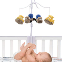 Lambs & Ivy Construction Zone Musical Baby Crib Mobile Soother Toy- Trucks