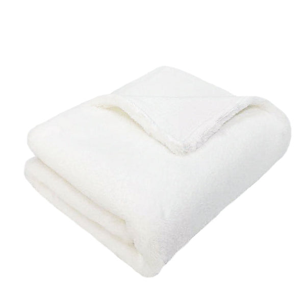 MON AMI White Luxe Faux Fur Baby Blanket