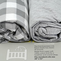 First Essentials 2 in 1 Crib Sheets Dark Gray/ Gray - Dimples Baby Brooklyn
