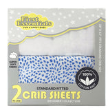 First Essentials 2 in 1 crib sheets - blue / white - Dimples Baby Brooklyn