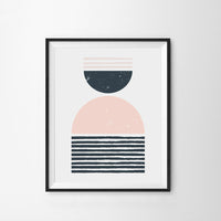 Geo Blush Pink Navy Art Print - Dimples Baby Brooklyn