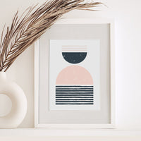 Geo Blush Pink Navy Art Print - Dimples Baby Brooklyn