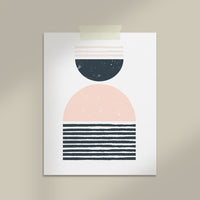 Geo Blush Pink Navy Art Print - Dimples Baby Brooklyn