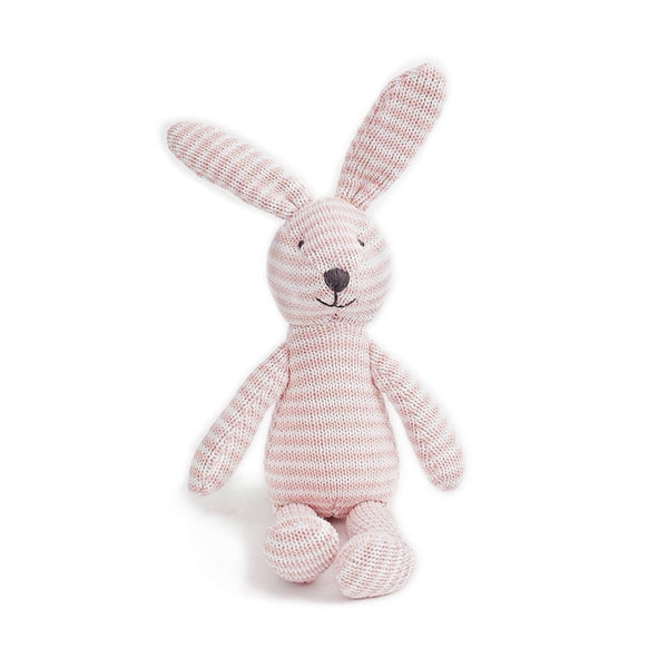 MON AMI Pink Striped Bunny Knit Plush Toy