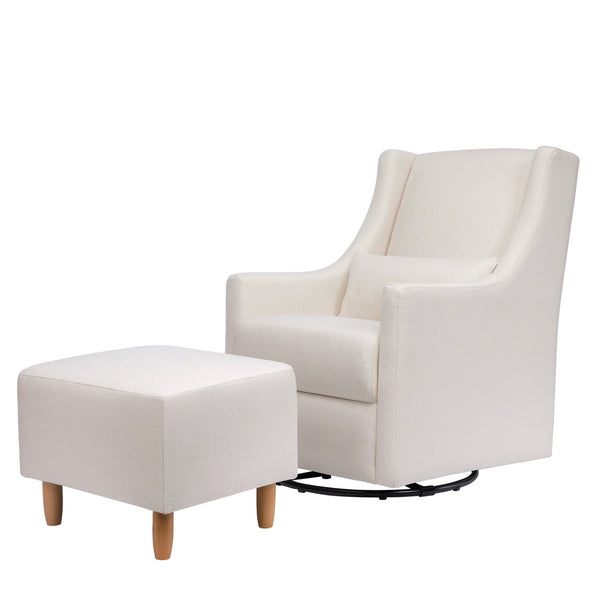 Babyletto Toco Swivel Glider and Ottoman in Eco-Performance Fabric | Water Repellent & Stain Resistant